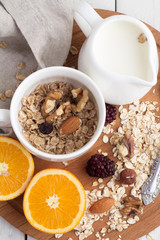 cereal with milk top view