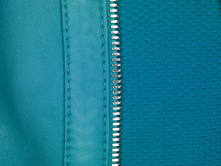 blue leather and zipper