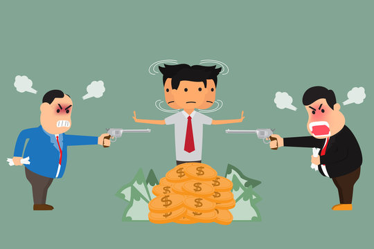 Businessman brawl and directors in the middle. badly business co