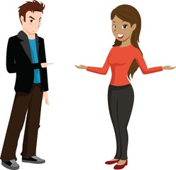 Boy yelling at his girlfriend. Angry boy and frustrating girl.