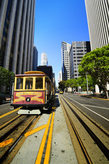Naklejka na ściany i meble Cable car in California Street, San Francisco