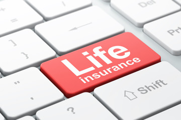 Fototapeta premium Insurance concept: Life Insurance on computer keyboard background