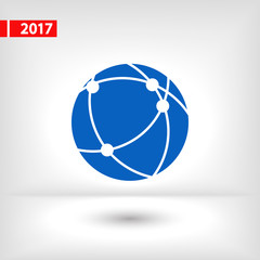 Global technology or social network icon, vector illustration. Flat design style 