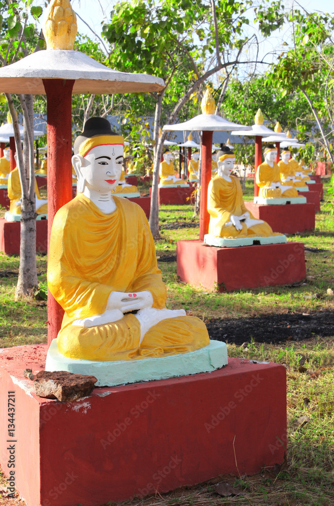 Sticker Old stone statues of Buddha, Bodhi Tataung, Monywa, Myanmar