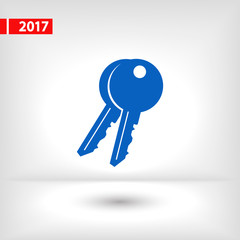 Key  icon, vector illustration. Flat design style