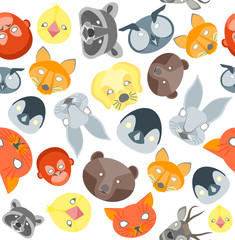 Cartoon Animals Party Mask Background Pattern. Vector