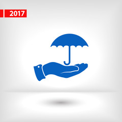 Umbrella with hand  icon, vector illustration. Flat design style