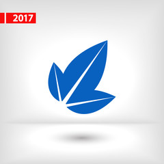 Leaf icon, vector illustration. Flat design style