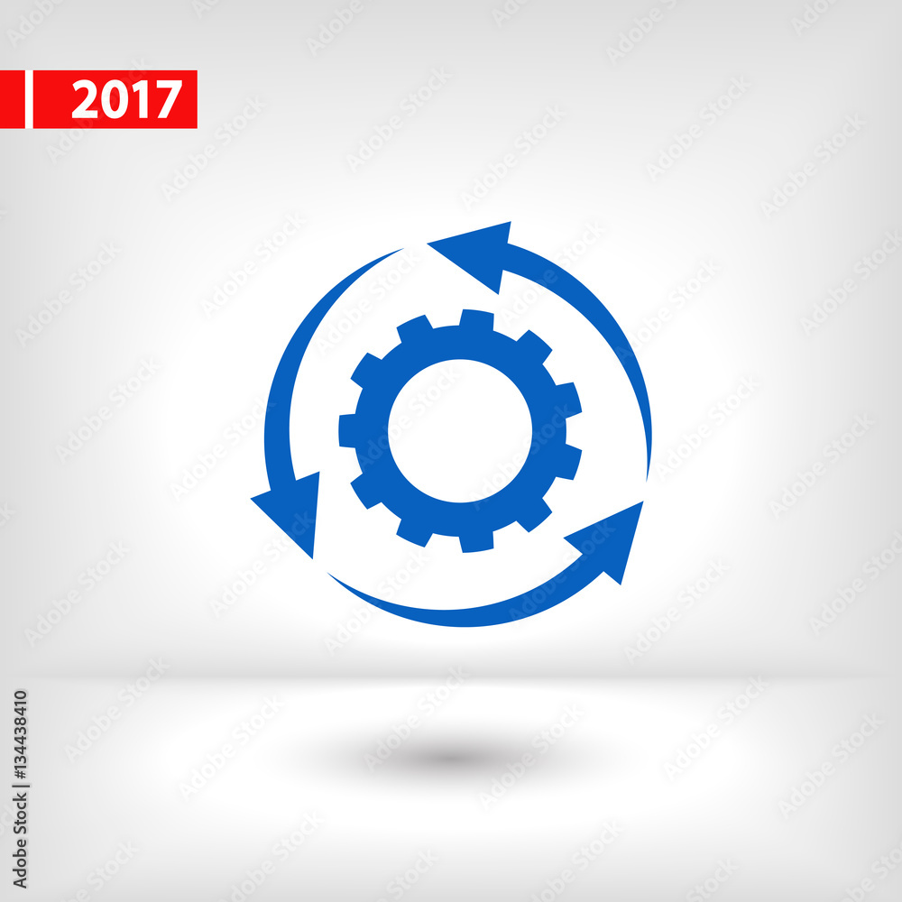 Poster setting parameters, circular arrows icon, vector illustration. flat design style