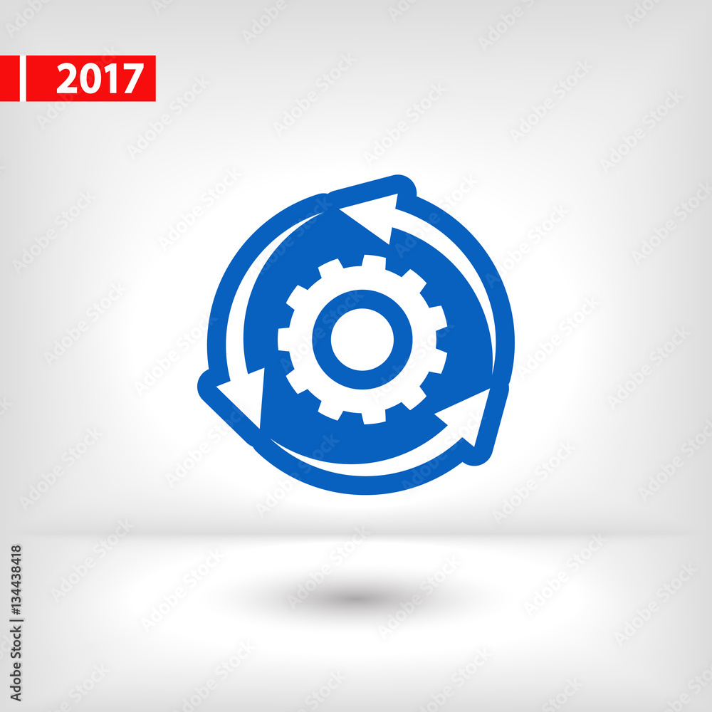 Poster setting parameters, circular arrows icon, vector illustration. flat design style