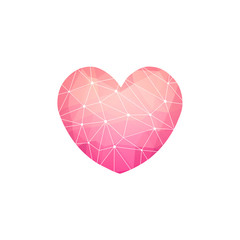 Vector polygonal heart isolated on a white background. Love symbol for Valentines