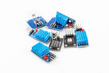 Light sensors on white background