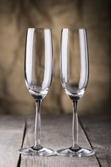 two champagne glasses and bottle,valentines day
