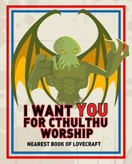 cthulthu monster parody poster of war recruitment 
