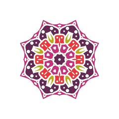 Kaleidoscope big bud. Oriental pattern illustration. Flower background