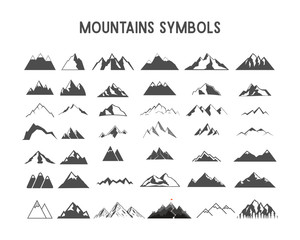 Mountain vector shapes and elements for creation your own outdoor labels, wilderness retro patches, adventure vintage badges, hiking stamps. Check others sets with camp gears, sunbursts etc. Vector