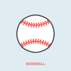 Baseball softball vector line icon. Ball logo, equipment sign. Sport competition illustration