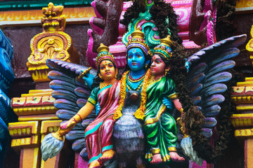 Chennai, India. Close view of religious figures of famous Arulmigu Kapaleeswarar Temple