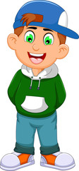 cute little boy cartoon standing