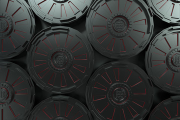 Dark futuristic technological background with glowing lines