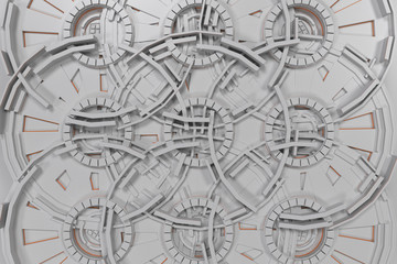 White futuristic technological background with glowing lines