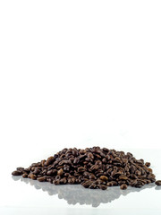 Coffee beans isolated and reflected with white background