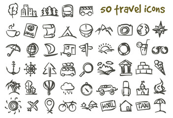 vector doodle travel icons set