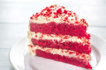 Red velvet cake on the plate