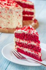 Red velvet cake on the plate