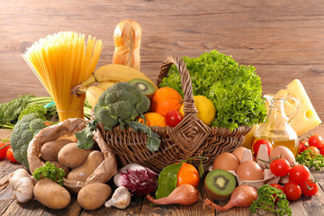 composition with fruit,vegetable,dairy,bread