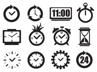 Clock and Time Vector Icon Set