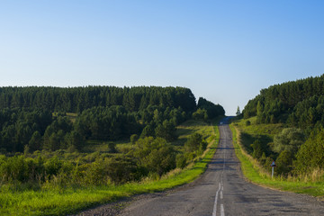 Summer road Siberian taiga