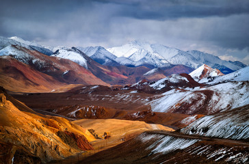 Pamir mountains. The view from the pass Akbaital. Tajikistan
