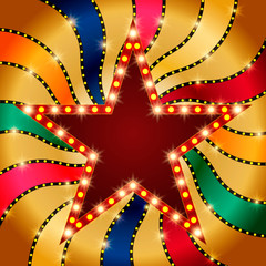 Retro star banner on colorful shining background