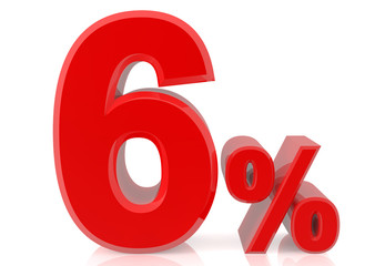 six percent red 3d rendering