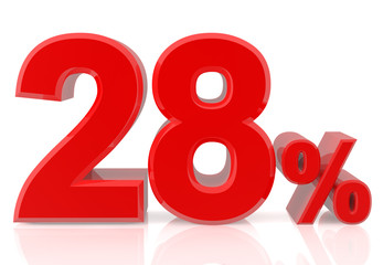 twenty eight percent red 3d rendering