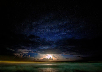Fototapeta na wymiar Lightning over the sea off Palawan Island