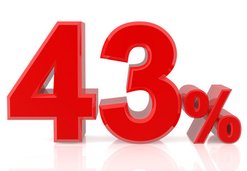 Fourty three percent red 3d rendering