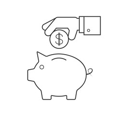 Putting coin in a piggy bank