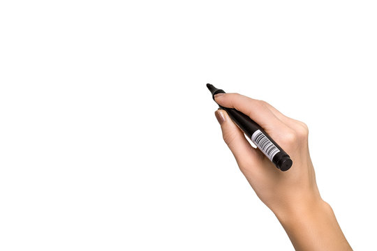 Female hand holding a black marker