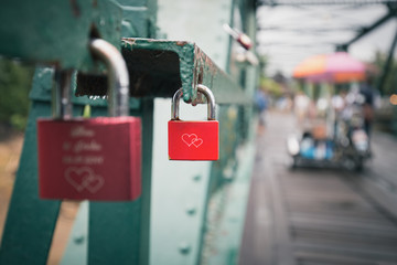 Red lock with love sign