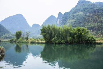The beautiful mountains and river scenery
