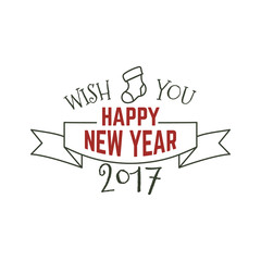 Happy New Year typography wish sign. illustration of Christmas calligraphy label. Use for holiday photo overlays, tee designs,  card and so on.