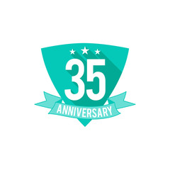 35 years Anniversary badge, sign and emblem. Flat design. Easy to edit and use your number, text. Vector illustration isolate on white background