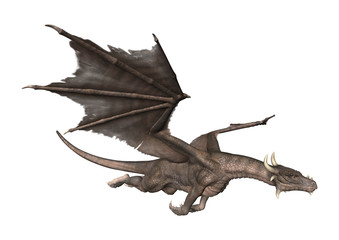 3D Rendering Fantasy Dragon on White