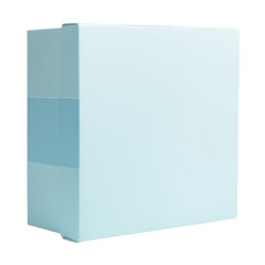 Blue cardboard box on white