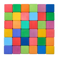 Colorful wooden blocks on white