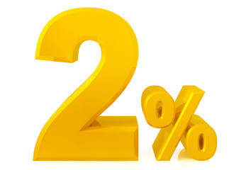 two percent gold 3d rendering