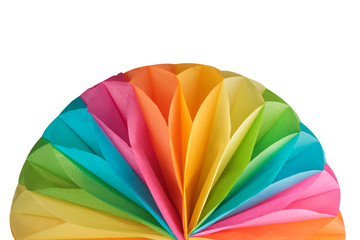 Colorful paper rainbow on white