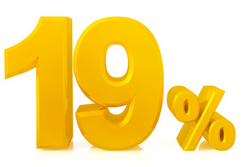 nineteen percent gold 3d rendering